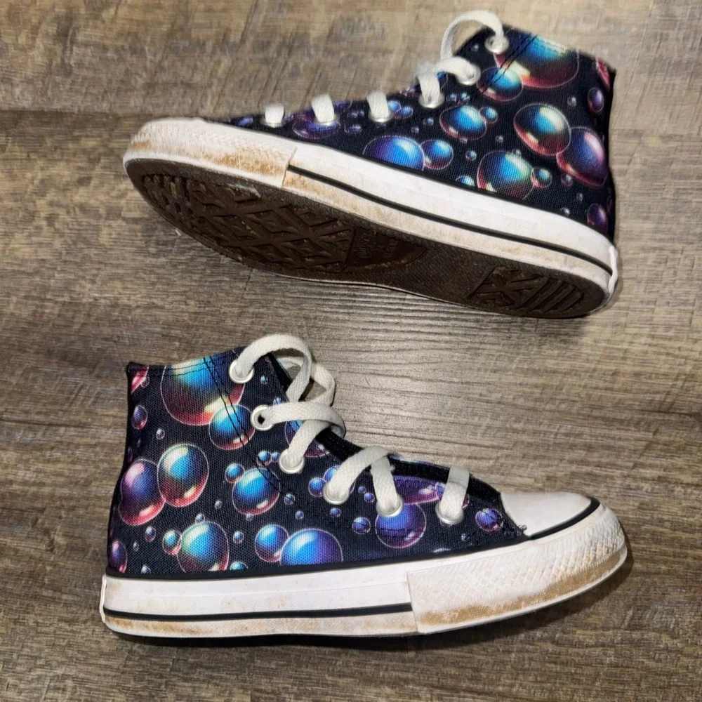 Converse Chuck Taylor All Star Bubble Print High Top Kids Youth 13 Black Multi